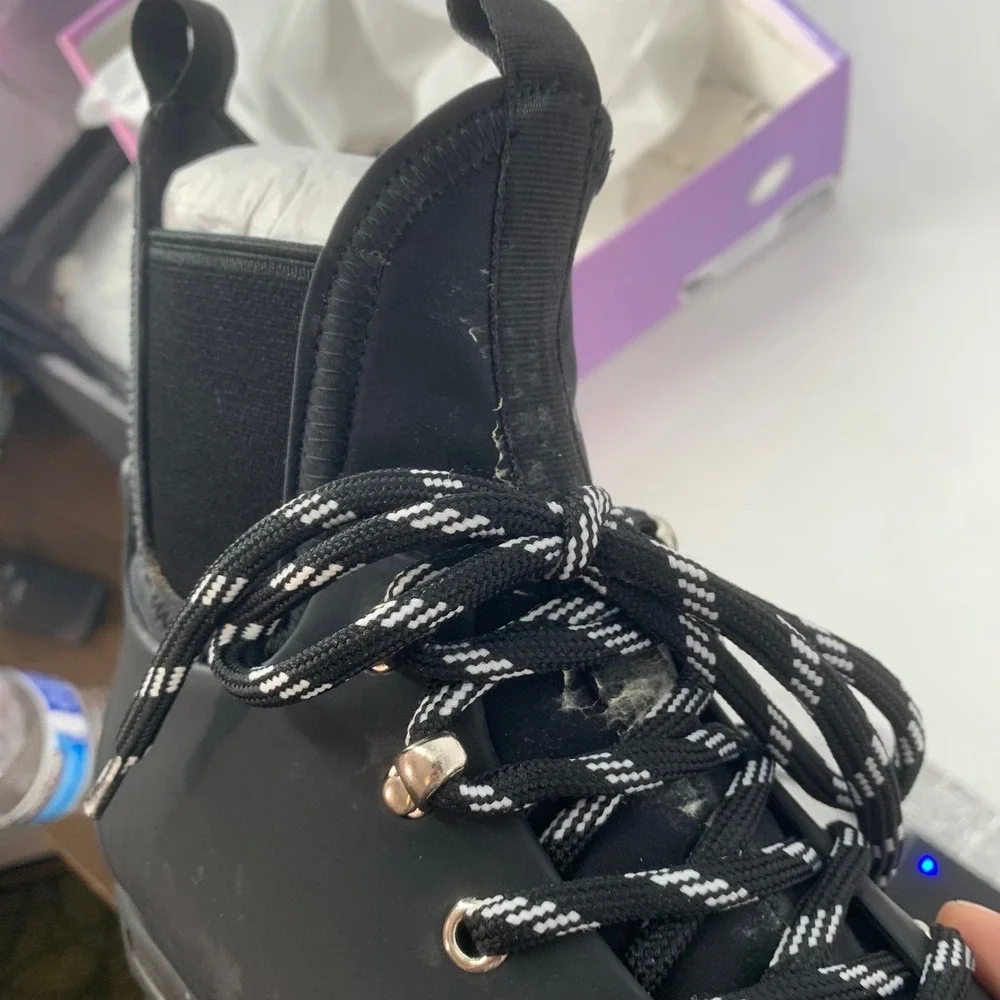 Jeffrey Campbell Barometric Black Matte Boots‎ Lace Up Platform Ankle Size 7 NEW